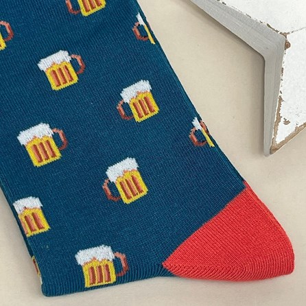 Men's Bamboo Beer Socks In Teal Men's Bamboo Beer Socks In Teal